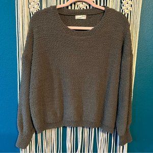 Altar’d State | Boho Green Popcorn Knit Pullover Balloon Sleeve Sweater